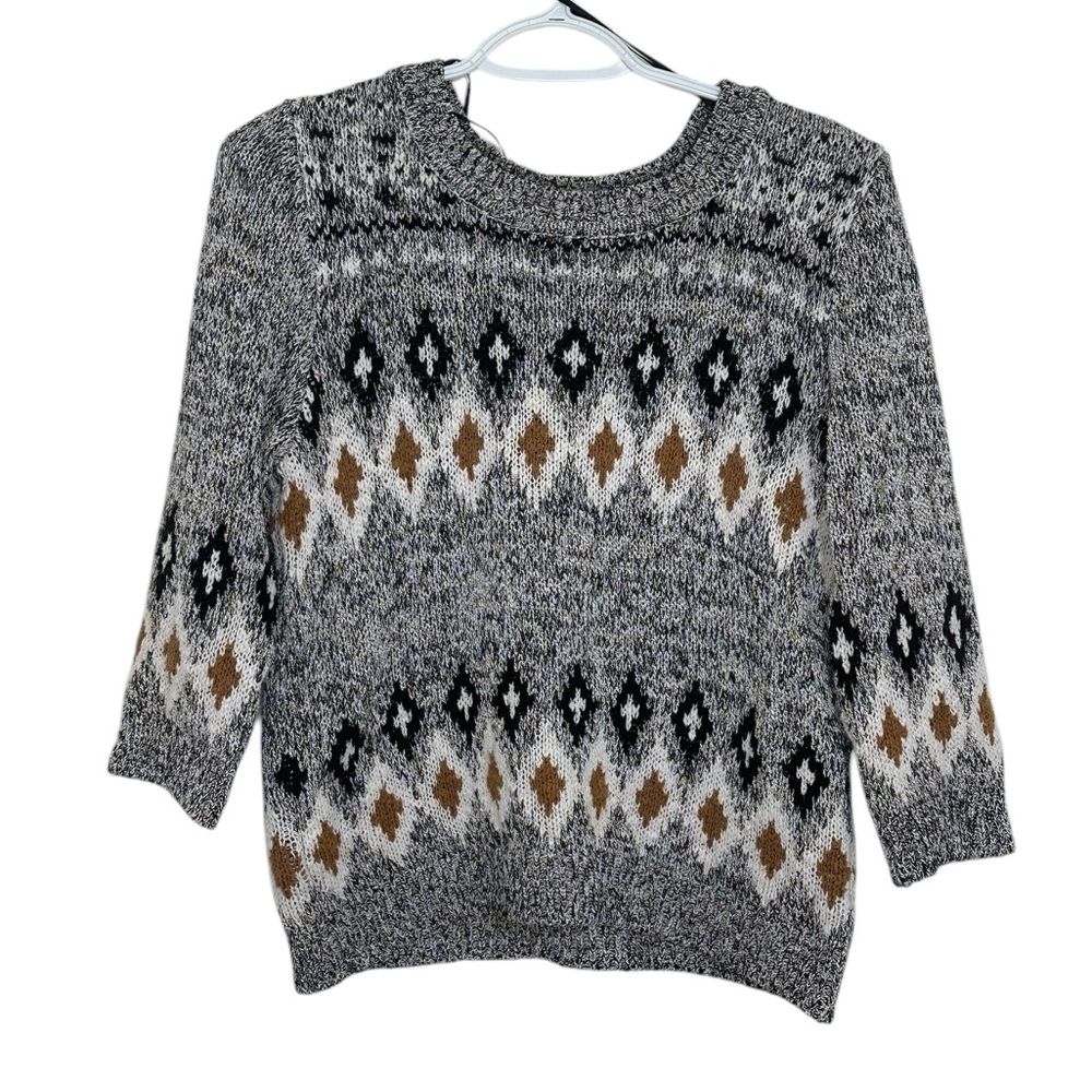 H&M Fair Isle / Nordic knit Sweater Gray Black Brown – Size M (Medium)